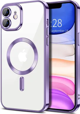 Image de Coque magnétique transparente pour iPhone 11, compatible MagSafe, coque de protection galvanisée avec protection de l'appareil photo Violet