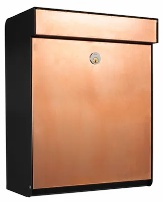 Produktbild von ALLUX Grundform Design Briefkasten 440x345x180 mm - Kupfer mit Ruko Schloss