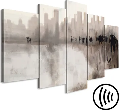 Image de Tableau acoustique Abstrait 200 x 100 cm Tableaux Mousse acoustique Absorbeur acoustique haute performance Isolation acoustique Toile 5 pièces Tableau mural Acoustique intérieure Isolation acoustique Ville Architecture Personnes d-A-0114-b-m