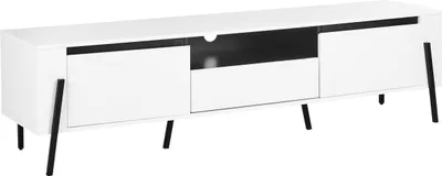 Produktbild von BELIANI TV-Möbel Weiß und Schwarz Faserplatte mit Kabelführung Schrank Schublade 40 x 177 x 46 cm Modern Wohnzimmer TV-Lowboard