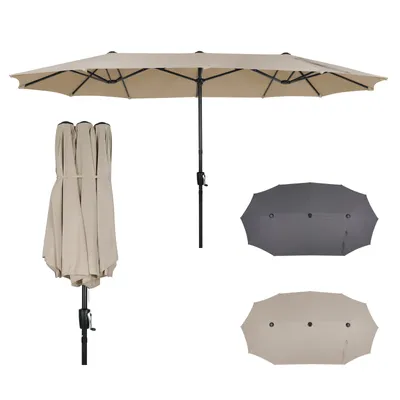 Obrázek produktu pro Slunečník Puluomi 400 x 200 x 238 cm, UPF 50+, s klikou, bez podstavce – balkonový, plážový, tržní a zahradní slunečník, béžový