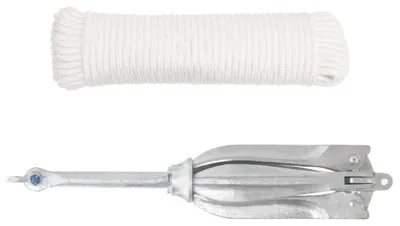 Obrázek produktu pro vidaXL Závěsná kotva s lanem stříbrná 10 kg Žárově pozinkovaná litina