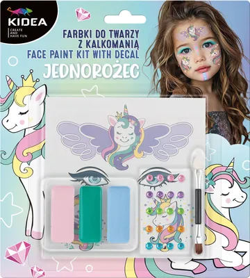 Obrázok produktu pre Farby na tvár s diamantmi a obtlačkami Unicorn Kidea