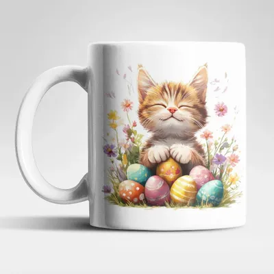 Produktbild von Ostern Katze Ostereier Kaffeetasse Teetasse Tasse Geschenkidee 325 ml – Katze-03