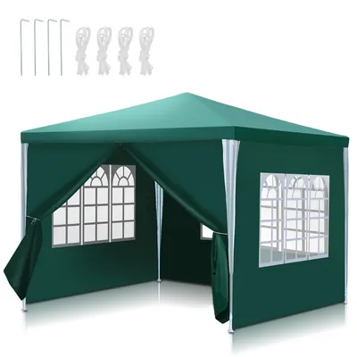 Produktbild von Faziango 3 x 3 m Garten Pavillon tragbares wasserdichtes Zelt Partyzelt mit Spiralschläuchen, Grün