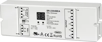 Produktbild von SR-2304BEA DALI-2 LED Controller, 4-Kanal, 12-36V DC, 4×8A, DT6, Push DIM, RGBW / CCT / einfarbig