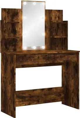 Obrázok produktu pre vidaXL Toaletný stolík s LED osvetlením Smoked Oak 96x40x142 cm