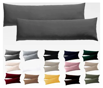 Produktbild von Seitenschläferkissen Bezug 40 x 145 - 2er Set Anthrazit Kissenbezug mit Reißverschluss aus 100% Mikrofaser, resistent und hypoallergen