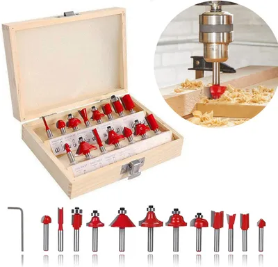 Produktbild von Freesset, 15-teiliges Fräswerkzeug-Set, Schaft 6,35 mm, Wolframkarbid