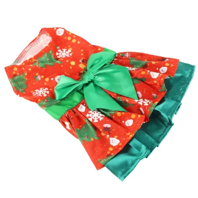 Produktbild von Hundekleidung Weihnachten, Größe M – Süßes Hundekleid mit Weihnachtsmotiv (Tannenbaum und Schneeflocke) für Welpen, Partys und Fotoshootings