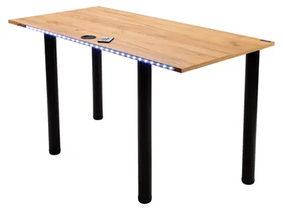 Produktbild von MÖBELSYSTEM Tisch mit LED-Beleuchtung, Kabelmanagementsystem/Kabeldurchgänge,braun