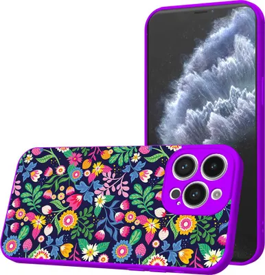 Zdjęcie produktu dla Etui na telefon Smartphonica do iPhone'a 11 Pro z kwiatowym nadrukiem - tylna obudowa z TPU w kwiatowy wzór - fioletowy