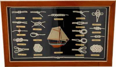Produktbild von Knotentafel, Seemannsknoten, Schautafel Knotenkunde im Holzrahmen