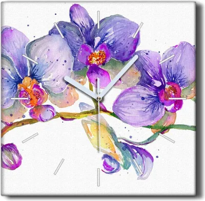 Produktbild von Coloray Hodiny Unikátní 30x30 cm  Tiché hodiny Pro obývací pokoj a kuchyň Nástěnné hodiny Plátno Černé ručičky hodin - Malování květinových větví