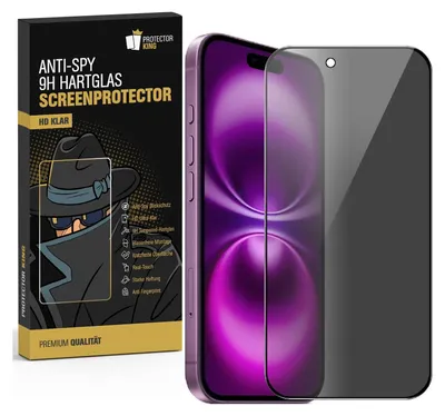 A product shot of an iPhone screen protector packaging and the screen protector itself placed on an iPhone.