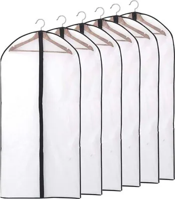 Produktbild von Transparante Stoffaschen (6er-Pack), mit Reißverschluss, wasserdicht, schadstoffbeständig, faltenfrei, waschbar, Ideal für die Aufbewahrung von Paketen, Kleidern, Morgenmänteln usw.