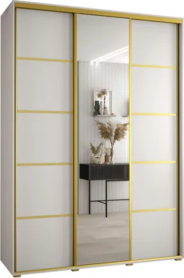 Produktbild von MEBLE KRYSPOL Davos 5 Schrank, drei Türen - 235,2x180x45 cm - Weiß Weiß Gold