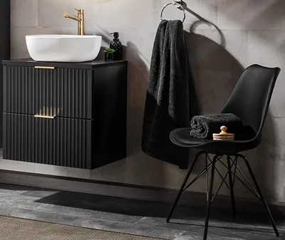 Produktbild von Design Badmöbel Set ADEL-V SCHWARZ 60 cm MDF SOFT-CLOSE Waschtisch