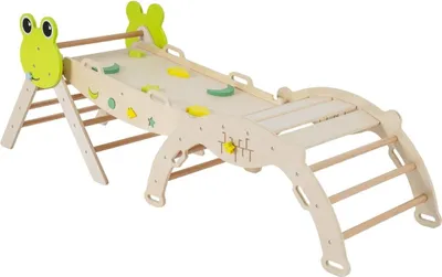 Produktbild von Kletterset für Kleinkinder mit Rutsche, Bogen und Rampe - Naturholz
