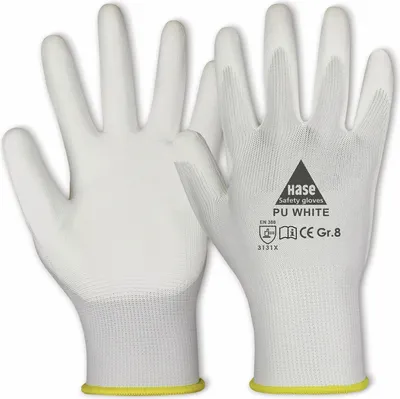 Obrázok produktu pre HASE SAFETY GLOVESPolyuretánpracovné rukavice,Polyuretánbiele, EN 388, EN 420, biele, veľkosť 9