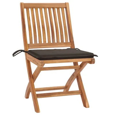 Image de vidaXL Chaises de jardin 2 pcs. avec coussins taupe Teck massif