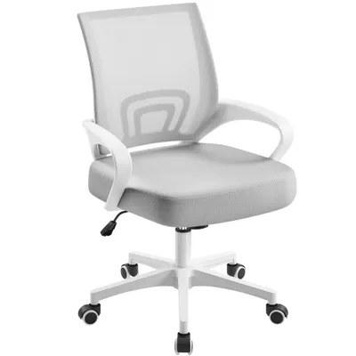 Produktbild von Yaheetech Bürostuhl Schreibtischstuhl ergonomischer Drehstuhl Chefsessel mit Mesh Netz Wippfunktion Hellgrau