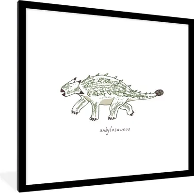 Produktbild von MuchoWow® Gerahmtes Poster Kinderzimmer - Ankylosaurus - Dinosaurier - Kind - Mädchen - Kinder 40x40 cm - Poster mit Schwarzem Bilderrahmen Wandposter Rahmen Foto Bilder - Poster - Plakat im Rahmen