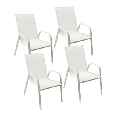 Produktbild von 4erSet Stühle MARBELLA aus weißem Textilene - weißes Aluminium