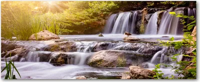 Produktbild von Tulup® Leinwandbild - 125x50 cm - Wandkunst - Drucke auf Leinwand - Leinwanddruck  - Landschaften - Grün - Wasserfall