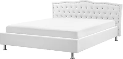 Obrázok produktu pre BELIANI Posteľ biela umelá koža 180 x 200 cm prešívané čelo s gombíkmi moderný glamour štýl spálňa