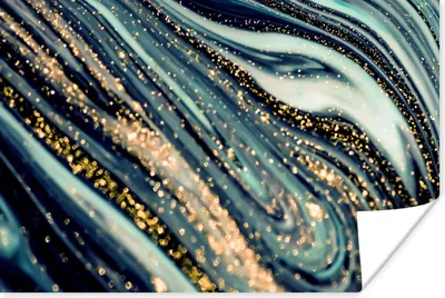 Produktbild von MuchoWow® Poster Marmor - Gold - Blau - Glitter - Marmoroptik - Abstrakt 60x40 cm - Schlafzimmerdekoration