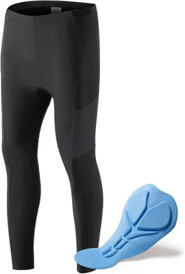 Immagine prodotto di ROCKBROS Pantaloni da ciclismo lunghi da uomo, a compressione, con tasche, imbottiti, traspiranti ed elastici, per primavera e autunno, taglia 2XL