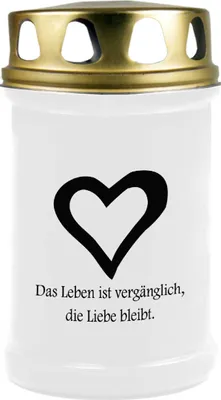 Produktbild von Grabkerze Weiß, Brenndauer: 48 Stunden, Motiv: Herz