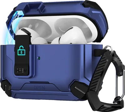 Produktbild von Hülle für Apple AirPods Pro 3 Defender Schutzhülle mit Karabiner 360° Schutzbox Kopfhörer stoßfestes Full Body Cover Dunkelblau