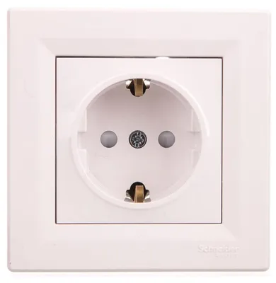 Productafbeelding van Stopcontact, eenvoudig model, SCHUKO met afdekplaat en frame, wit, Schneider Asfora, artikelnummer EPH2900221