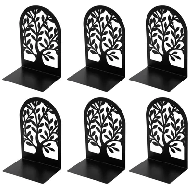 Immagine prodotto di Set di 6 supporti per libri in metallo nero, ideali per l'ufficio e la casa