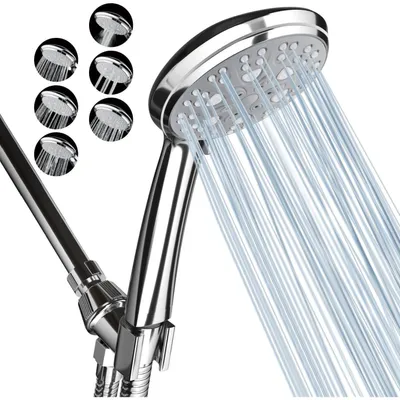 Produktbild von Hochdruck-Wasserspar-Duschkopf mit 6 Strahlarten, Silber