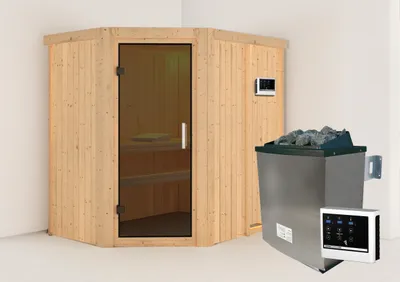 Produktbild von Karibu Sauna "Havasu" SET naturbelassen mit 9kW Ofen