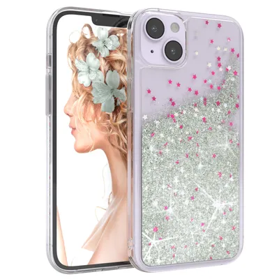 Produktbild von EAZY CASE - Glitzer Hülle kompatibel mit Apple iPhone 14 Plus Glitzer Schutzhülle, Soft Case, Backcover Transparent mit Motiv