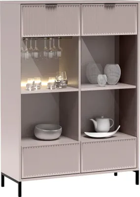 Image de Minio, vitrine "Asti" 104.8 cm, 2 portes, LED, couleur cachemire