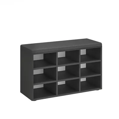 Produktbild von KOMTO Schuhbank mit Sitzfläche - Schuhregal Schuhschrank mit Sitzbank Flur Bank mit Stauraum Garderobenbank Sofia 80 x 50 x 30 cm Schwarz