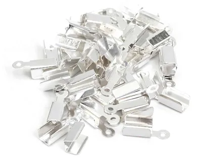 Produktbild von Vintageparts Faltklemmen silberfarben 8,5 mm für Bänder bis 3 mm, 50 Stück