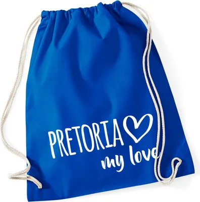 Produktbild von Huuraa Turnbeutel Pretoria my love 12 Liter Bright Royal Baumwolle Rucksack Geschenkidee