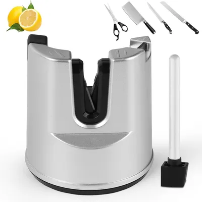 Produktbild von Manueller Messerschärfer 3-Positionen, V-förmiger Schlitz, mit Saugnapf, für Küchenmesser und Scheren
