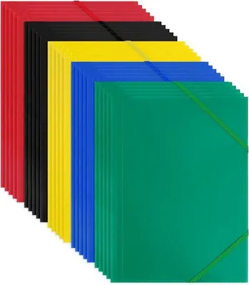 Produktbild von Famanu A4 Ordner 12 Stück - Bunte PP-Kunststoff Dokumentenmappe mit Gummibändern