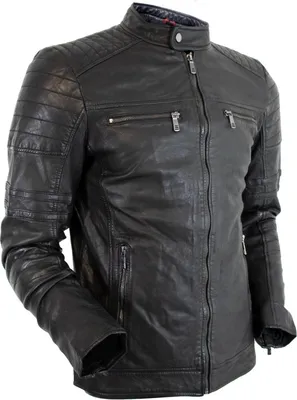 Produktbild von Lederjacke Herren Schwarz Lammleder Bikerjacke Clubjacke Übergangsjacke Slim(52 / XL)