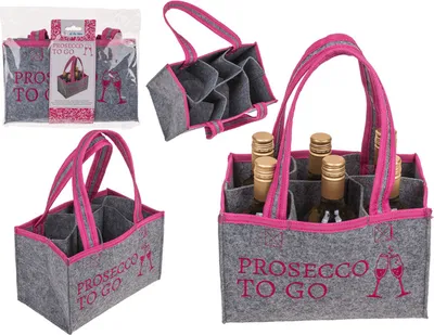 Produktbild von OOTB Graue Filztasche mit 6 Fächern für 6 Flaschen