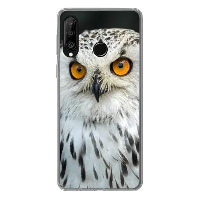 Produktbild von MuchoWow® Handyhülle Schutzhülle Hülle für Huawei P30 Lite Eine braune Eule mit orangefarbenen Augen Silikon Softcase Handy Hülle - Handyhülle