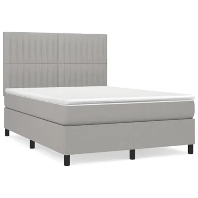 Obrázek produktu pro vidaXL Postel Boxspring s matrací Light Grey 140x190 cm Látka