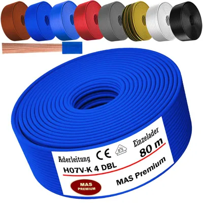 Obrázok produktu pre 80 m Žilový kábel H07 V-K DBL 1x4 mm² Tmavo modrý Jednožilový flexibilný